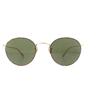 Oliver Peoples Coleridge OV1186S 530552 Gold Tortoise G-15 Green Sonnenbrille ist ein sauberer, klassischer runder Stil mit Jahrtausend-inspirierten Details wie dem filigranen, eingravierten Tempeldesign. Das Custom Oliver Peoples-Logo ist an der Spitze des Tempels eingeprägt, um die Authentizität zu gewährleisten.