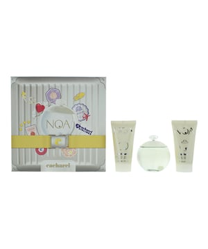 Cacharel Noa perfume is a youthful and radiant perfume full of hope and vibrancy. Modern yet timeless Cacharel Noa is the visionary element in all of us. Noa begins with Plum Freesia Peach Peony layered over a fresh green floral heart of Green Grass Lily Jasmine Ylang-Ylang and a sensuous base of Coriander Sandalwood Tonka Bean and Vanilla. This gift set includes Eau de Toilette 50ml and two tubes of body lotion each 50ml.