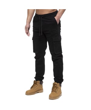Enzo Mens Vaqueros elásticos con puños de cintura elástica. Cuenta con un diseño de 5 bolsillos. 2 bolsillos de corte, 1 bolsillo trasero 2 carga delantera, bolsillos laterales debajo con cierre de Velcro. Cintura elástica con cajones ajustables. Diseño de corte y costura en la pierna. Tobillo con puño