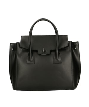 Bolso de mano de mujer en piel con cierre basculante con giratorio. Equipado con bandolera extraíble. Producto artesanal italiano. Hecho en Italia.
