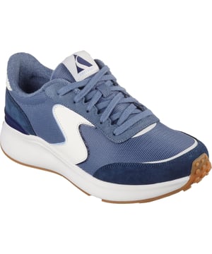 De Skechers BLVD retro revival is een trainer met een bovenwerk van mesh met suède overlays en een luchtgekoelde Memory Foam comfort binnenzool.