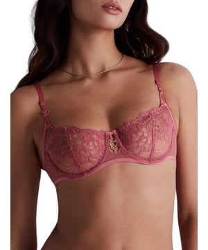 Aubade Feeling Myself Half Cup Bra. Half Cup underwired bra with nonpadded cups, delicate lace embroidery and matching briefs avaible. This item is recommended as hand wash only.
