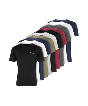 This 10 pack of cotton 'Isaac' T-Shirts from Bench features versatile crew neck T-Shirts with the classic Bench logo on the chest. These T-Shirts are an everyday essential, style them with jeans or joggers.
