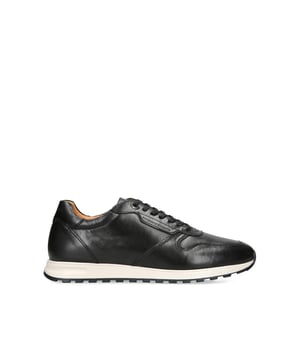 The KG Kurt Geiger Blaze is a formal trainer crafted from a black leather. The front laces up with blind eyelets and an embossed logo on the eye stay.