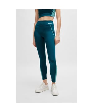 Boss Ekiden Slim-Fit Legging met Zijstrepen en Logo Detail in groen.- Elastische taille.- Hoog uitgesneden.- Skinny fit.- Ref: 50517926378