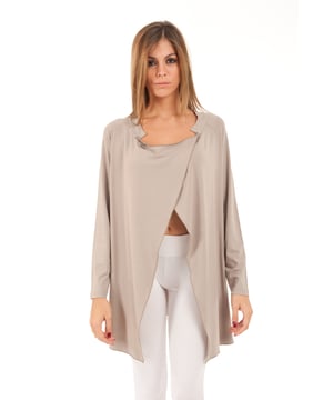 Langer, entspannter, asymmetrischer Cardigan aus Stretch-Jersey