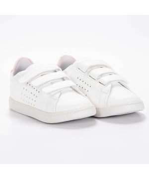 Basket Le Coq Sportif Courtset Inf Sport Mädchen Weiß Leder. Authentischer Stadt Schuh der Marke Le Coq Sportif – Streetwear/Sportswear Design von Le Coq Sportif – Le Coq Sportif für Mädchen, modisch und perfekt für den Alltag – Die weißen Basket Le Coq Sportif lassen sich ideal mit dem Rest Ihrer Garderobe kombinieren – Bequemes Leder – Klassischer Klettverschluss – Courtset Inf Sport Mädchen – Textil.