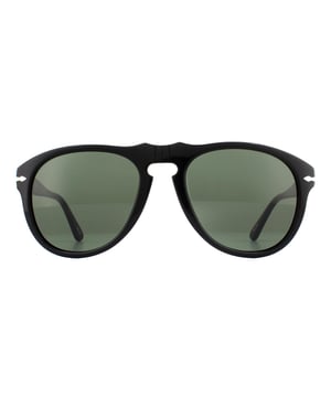 Persol Sunglasses 649 95/31 Black Crystal Green are technically innovative   as well is impressively stylish with the Victorflex system that gives the   bridge maximum flexibility with metal inserted into the acetate as seen on   the bridge of these awesome Persol shades as well as the classic silver   arrow on the temple. Steve McQueen has famously worn these superb Persol   649 sunglasses