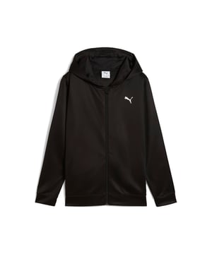 PRODUCT STORY: Step up your training game with this PUMA essential. Featuring dryCELL tech to keep you dry, a kangaroo pocket for convenience, and a sleek full-zip design. Perfect for everyday workouts and active lifestyles. Feel unstoppable every day. FEATURES & BENEFITS: dryCELL: Performance technology designed to wick moisture from the body and keep you free of sweat during exercise; Made with 100% recycled material excluding trims & decorations. DETAILS: Regular fit; Double pique fabric; Regular length; Hood; Full zip closure; Long sleeves; PUMA Youth: Recommended for older kids between 8 and 16 years.  Our model is 152 cm tall and is wearing size 152 RUS.