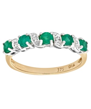 Oro blanco de 9 quilates (375): 1,8 g; # Diamante: 0,02 ct; # Esmeralda: 0.63ct