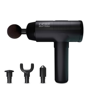 SPORT RELAXER GUN tiene las características de gran potencia, larga resistencia y la aplicación de 4 accesorios diferentes (horquilla, multiusos, bola, punta), además de 5 niveles de trabajo. Su amplitud de impacto es de 11 mm. De 1000 a 3000 rmp según el nivel de masaje elegido. Motor brushless. 8,5V batería de litio. Carga con USB tipo C incluido. Silencioso (menos de 60db). 15w de potencia.

Puede reducir eficazmente el dolor causado por la acumulación de ácido láctico después de un ejercicio intenso y aliviar la incomodidad muscular de las personas que han estado sentadas durante mucho tiempo. 
La profunda penetración de la vibración del dispositivo puede aliviar el dolor causado por esguinces en las articulaciones, bursitis, calambres musculares, neuralgias y otras enfermedades del músculo esquelético en poco tiempo. 
Casi todas las enfermedades de los tejidos blandos son traumatismos, uso excesivo de los músculos o postura. La anomalía está relacionada con el tejido cicatricial de la mayoría de estas enfermedades que pueden tratarse con este dispositivo. El uso del dispositivo debe evitar la presión excesiva y la fisioterapia a largo plazo, por lo que deben evitarse áreas sensibles como la cabeza, la cara y la columna cervical. 
El uso de la pistola de masaje debe suspenderse inmediatamente si hay inflamación, hinchazón o dolor. 
El entrenamiento con terapia percutiva también se incorpora a tratamientos fisioterapia, que debe llevarse a cabo con el consejo o supervisión de un experto profesional médico o fisioterapeuta.