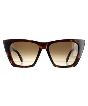 Las gafas de sol Alexander McQueen Cat Eye Ladies Dark Havana Brown Gradient AM0299S son unas elegantes gafas estilo cat eye fabricadas en acetato ligero. El logotipo de Alexander McQueen aparece en las patillas para garantizar la autenticidad de la marca.