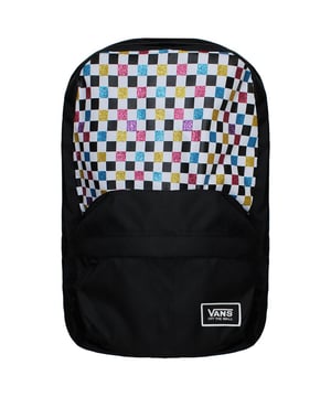 The Vans Off The Wall Glitter Checkered Backpack is a stylish and eye-catching accessory designed to stand out with its unique design and glittery accents. This backpack from Vans offers a trendy way to carry your belongings while showcasing the brand's iconic "Off The Wall" logo and checkered pattern.

Key Features:

 Design:  The backpack features a distinctive checkered pattern, a classic and recognizable design associated with Vans. The addition of glittery accents adds a touch of sparkle and makes the backpack stand out.

 Off The Wall Logo:  The backpack prominently displays Vans' iconic "Off The Wall" logo, representing the brand's skateboarding heritage and lifestyle.

 Spacious Main Compartment:  The main compartment provides ample space to carry your everyday essentials, such as books, notebooks, a laptop, and other belongings.

 Durable Material:  Made from high-quality materials, the backpack is built to withstand the rigors of daily use and outdoor adventures.

 Secure Closure:  The backpack likely comes with a secure closure mechanism, such as a zipper, to keep your belongings safe and organized.

 Padded Straps and Back Panel:  The backpack is designed with padded shoulder straps and a back panel, offering comfort and support during extended wear.

 Front Zip Pocket:  The backpack may have a front zip pocket, providing quick access to smaller items like keys, wallet, phone, or other accessories.

 Side Water Bottle Pockets:  Some backpacks have side pockets designed to hold water bottles or other items for easy access.

 Versatile Use:  The backpack is suitable for various occasions, from school or work to casual outings or day trips.