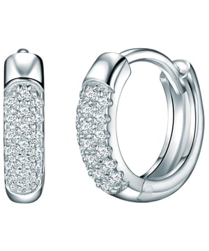 If you love Creolen and are looking for an exceptionally breathtaking copy, you will find what you are looking for in Rafaela Donata: The high-quality folding screoles made of the finest 925 Sterling silver are half-edged with glittering zirconia crystals, while the back in high-glossly polished silver look is guaranteed. The precise pavé setting of the three-row jewelry stones creates a particularly flat sparkle effect that cannot escape fashionistas. Treat yourself to these stylish creoles or give away the glitter miracle to a loved one!