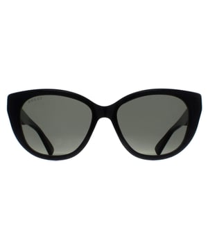 Gucci Cat Eye Womens Black Grey GG1588S  Sunglasses are a stylish cat eye frame and the unmistakable Gucci logo on the temples. Crafted for both durability and fashion, these sunglasses provide exceptional clarity and UV protection while effortlessly merging timeless elegance with modern allure. Versatile and luxurious, they're the perfect accessory for any occasion, promising to make a bold statement and redefine your style with Italian finesse and contemporary flair.