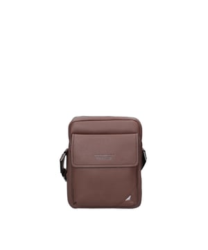Bolso bandolera para mujer. El cierre es con cremallera. Los bolsillos internos son uno con cremallera. Los bolsillos externos son dos delanteros con cremallera y uno trasero con cremallera. La bandolera es ajustable en tela. Falta el mango. Hay un compartimento interno. El material exterior es ecopiel. Internamente está forrado en tejido 100% nylon. Medidas: 20x25x10 cm. Hecho en Italia