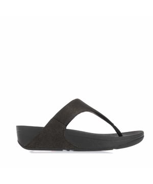 Dames Fit Flop Lulu Shimmer Toe-Post Sandalen in zwart.- Sprankelend textiel en synthetisch bovenwerk.- Slip on ontwerp.- Microwobbleboard tussenzolen.- Slip-Resistente Rubberen buitenzool.- Ref: EU9090