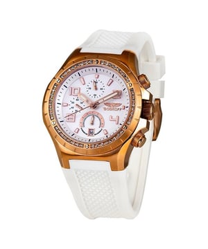 BOBROFF BF1002L25 reloj unisexo cuarzo• material: acier inoxydable• cristal: saphir• pulsera: goma• correa: or rose'• resistencia al agua: 100 m (10 ATM)• tamaño de la caja: 43 mm