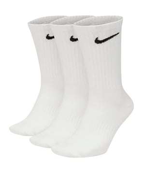 Power through your workout with the Nike Everyday Socks. Soft yarns with sweat-wicking technology help keep your feet comfortable and dry, Dri-FIT technology helps your feet stay dry and comfortable, Crew silhouette covers your ankle and lower calf, Ribbed cuffs help keep the socks in place, Arch band provides a supportive feel.