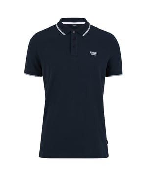Pique-Poloshirt von der Marke JOOP! JEANS. Baumwoll-Stretch-Qualität, klassischer Polo-Kragen, gerippte Ärmelbündchen, Logo-Stickerei, Streifen-Details.
