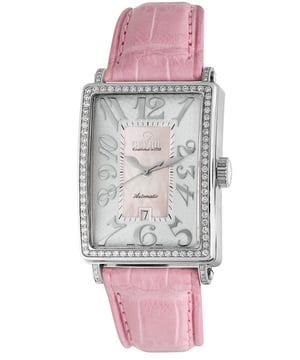 Gevril Reloj Glamour de piel de becerro con esfera rosa para mujer