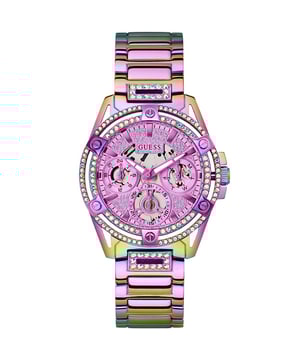 Product: GW0464L4 Attachement Color: Iridescent Band Material: Stainless Steel Buckle/Clasp: Pilot Buckle Case Color: Iridescent Case Diameter: 40 mm Case Finish: Polished Case Height: 11.6 Case Material: Stainless Steel Case Shape: Round Crystal Lens: Mineral glass Dial Color: Iridescent Dial Markings: Strap and Lug Width: 20 mm Water Resistance: 30