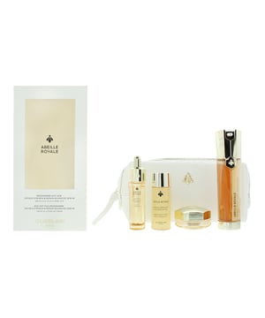 Guerlain Abeille Royale 4-Piece Gift Set offers a luxurious skincare experience. It includes a Day Cream for hydration and firmness, a Night Treatment to repair and rejuvenate, and a Youth-Boosting Oil to nourish and revitalize skin. All packaged with an elegant pouch, this set is perfect for indulging in the benefits of Guerlain's signature bee-powered formulas.