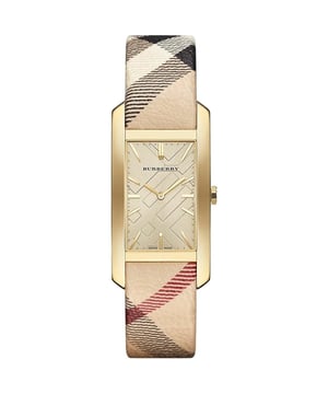 Discover the Burberry BU9509 Pioneer Ladies Watch, a luxurious timepiece with a gold dial, Swiss-made precision, and iconic Burberry check strap, perfect for those who admire sophistication and style.