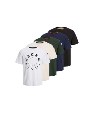 Mens Jack and Jones Warrior S 5 Pack T- Shirts in multi colour.- Ribbed crew neck.- Short sleeves.- Printed branding.- Straight hem.- 100% Cotton.- Ref: 12272413A