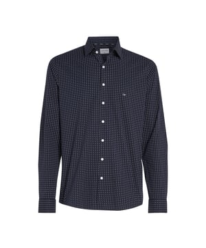 Mens Calvin Klein Micro Print Poplin Shirt in blue.- Pointed collar.- Long sleeves.- Buttoned placket.- Allover printed.- Calvin Klein monogram logo embroidery on the chest.- Slim fit.- Ref: K10K113163CHW