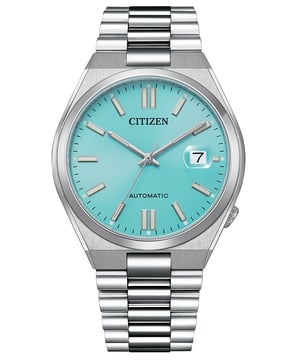 This Citizen Tsuyosa Analogue Watch for Men is the perfect timepiece to wear or to gift. It's Silver 40 mm Round case combined with the comfortable Silver Stainless steel watch band will ensure you enjoy this stunning timepiece without any compromise. Operated by a high quality Automatic movement and water resistant to 5 bars, your watch will keep ticking. This watch has an automatic watch movement ( recharged by any movement with your wrist; never needs a battery) -The watch has a calendar function: Date, Luminous Hands and Luminous Numbers   This Analogue watch has a calendar function: Date , Luminous Hands and Luminous Numbers High quality 21 cm length and 21 mm width Silver Stainless steel strap with a Fold over with push button clasp Case diameter: 40 mm, case thickness: 12 mm, case colour: Silver and dial colour: Blue