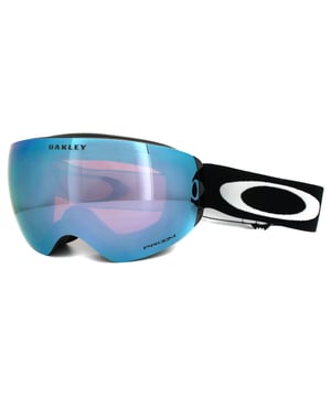 Oakley Ski Snow Goggles Flight Deck XM OO7064-41 Matt Black Prizm Sapphire Iridium are the latest innovation in ski goggles from Oakley with a large rimless lens design which gives an unbelievably good view in all directions. They feature a ridgelock lens sub-frame attachment to allow lenses to be changed quickly and easily and small frame notches under the strap anchors allow space for normal glasses. Support is given for better airflow and and the sleek frame and outrigger design is comfortable and helmet compatible. THis Flight Deck XM version is a more compact small to medium sized fit compared to the larger original Flight Deck