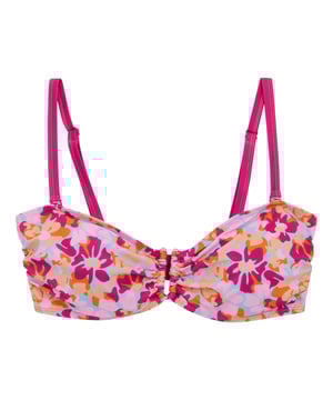 85% Recyceltes Polyester, 15% Elastan. Karabiner-Haken. verstellbarer Schulterriemen, Metall Details, Mehrweg-Träger. Design: Rundum bedruckt, Floral. Herzausschnitt. UV-Schutzfaktor: UPF 50+. Gewebetechnik: Mit UV-Schutz.