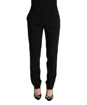 Marca: Dolce & Gabbana  
Estilo: Pantalones ajustados  
Ajuste: Regular  
Color: Blanco y negro  
Cierre: Cremallera y botón  
Hecho en Italia  
Material: 88% Lana virgen, 10% Seda, 2% Elastano