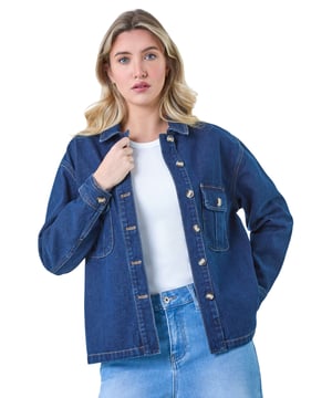 Relaxed Denim Jacket from Roman. Step out in style this Summer with this relaxed denim jacket, featuring a classic button-through front, charming button cuff details, and horn buttons adding a touch of elegance. Complete with a sleek collar, this piece is the epitome of casual sophistication. Pair it effortlessly with your favourite summer ensemble for a versatile and chic look that exudes laid-back charm all season long.