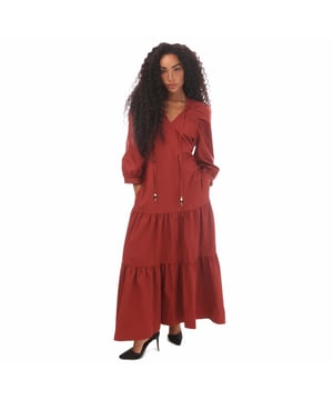 Womens BOSS Depera Dress in red.- V-neck.- 3-4 sleeves.- Cropped voluminous sleeves.- Button cuffs.- Intricate stitching details.- Unlined.- Relaxed fit.- Ref: 50469188606