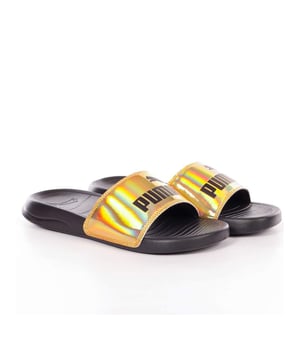 Puma Popcat 2.0 WNS Iridescent Herren Pantoletten Schwarz Synthetik. Authentisches Schuhwerk der Marke Puma - Streetwear/Sportswear Design von Puma - Puma für Herren, modisch und perfekt für den Alltag - Die schwarzen Pantoletten von Puma lassen sich hervorragend mit dem Rest Ihrer Garderobe kombinieren - Bequeme Synthetikmaterialien - Klassische Schnalle - Popcat 2.0 WNS Iridescent - Synthetik.