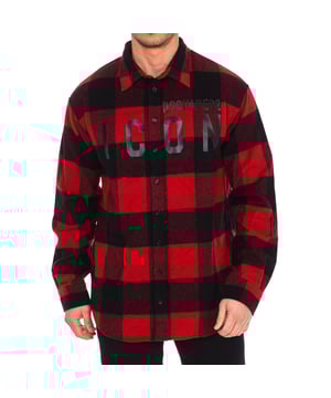 Camisa de manga larga Dsquared2.  
Cuello con solapa.  
Cierre de botones en el frente.  
Impresión de la marca en el frente.  
Puños con cierre de botones.  
Composición: 65% Lana, 30% Poliéster, 5% Otras fibras.  
Cuidado:  
Lavar a mano.  
Planchado a baja temperatura.  
No usar blanqueador.  
No usar secadora.  
No limpiar en seco.
