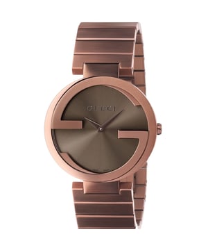 Item: Brand: GucciSeries: Interlocking GGender: UnisexCode: YA133317MPN: YA133317UPC: 731903331846Brand Origin: Swiss Made Case: Case Material: Stainless SteelCase Finish: BrushedCase Diameter: 37mmCase Thickness: 8mmCase Back: SolidBezel: FixedCrystal: Scratch Resistant SapphireCrown: Push In Dial: Dial Color: BrownDial Description: Brown Movement: Movement: Battery Operated Quartz Band: Band Material: Stainless SteelBand Color: BrownBand Description: Brown PVD Stainless SteelClasp Type: Deployment Additional Information: Water Resistant: 50 Meters - 165 Feet
