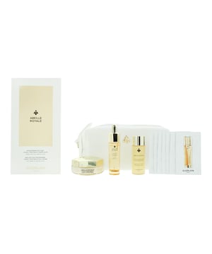 Guerlain Abeille Royale Gift Set is an anti-aging collection features advanced Dynamic BlackBee Repair Technology to nourish, firm, and rejuvenate the skin. It includes a Day Cream, Lotion, Oil, and Serum, all designed to combat signs of aging and enhance radiance. Complete with an elegant pouch, it's the perfect luxurious skincare treat.