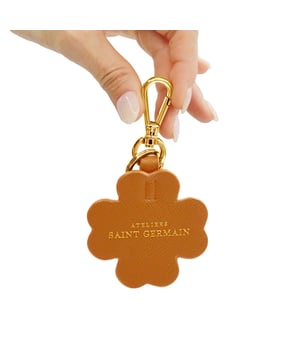 Key Ring - Handbag jewel "CLOVER" - 2 broken rings, 1 snap hook - Gold finishing
