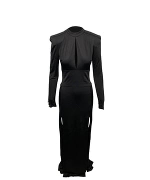 VINTAGE, RRP AS NEW
Balmain is famous for its shoulder pads and figure-accentuating looks. This black dress with front cut out speaks about Balmain. Pair it with heels to look more stunning. 

Balmain Cut Out Dress with Side Slit in Black Viscose
Color: black
Material: Cellulose fibre | Viscose
Size: FR38
Condition: excellent
Sign of wear: No
SKU: 94185