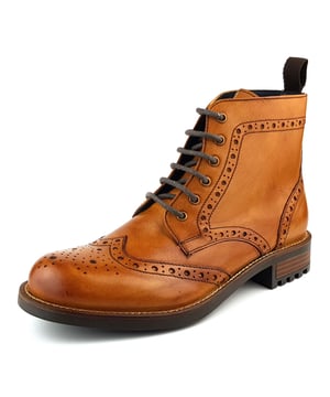 Brand new from Frank James the Fulham is part of a new range of cleated sole footwear. This brogue boot features a genuine high quality and soft tan brown leather upper and Leather and textile lining.  Grab your self a pair now as we only have a limited stock of these fantastic boots. Please see our store for the Lace up shoe and Chelsea boot from the same range.
