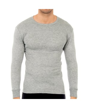 Thermisch Heren Ondergoed T-shirt.
 Lange mouwen.
 Ronde hals.
 Gladde stof.
 Elastische band over de manchetten voor betere pasvorm.
 Kledingstuk dat perfect aansluit op het lichaam.
 Samenstelling: 50% Acryl, 50% Polyester
 Onderhoud:
Handwas op max. temperatuur. 40º.
 Geen bleekmiddel gebruiken.
 Droger is niet toegestaan.
 Strijken op max. temperatuur. 130º.
 Niet chemisch reinigen.