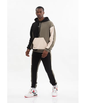Tom Barron Herren-Tricolor-Freizeit-Trainingsanzug-Set in Oversize