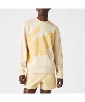 Men's Crew Neck Print Organic Cotton Fleece Sweatshirt Organic cotton fleece Ribbed crew neck Classic fit Ribbed finishes Green crocodile at sleeve end