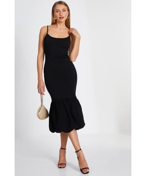 - Round neck - Cami straps - Puff ball hem - Bodycon fit - Model height: 5' 7" - Model wears uk 8 / us 4 / eur 36 - Always check the care wash label - Cool hand wash with mild detergent