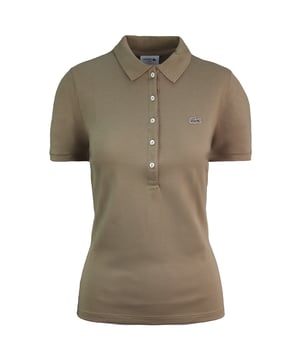 Lacoste Slim Fit Short Sleeve Womens Brown Polo Shirt PF7845 VDW