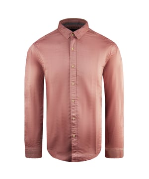 Scotch &amp; Soda Slim Long Sleeve Plain Pink Mens Cotton Shirt 139555 1130