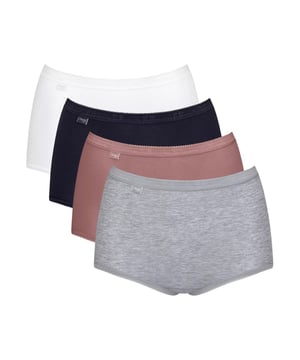 Sloggi Basic+ Maxi Brief. 4 Pack. Cotton rich knickers. Full brief with elasticated waistband. The product is machine washable.